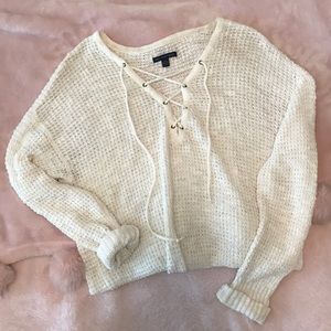 Knit Lace Up Sweater